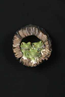 Hollow Log Three Frogs