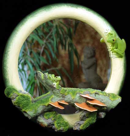 Round Mirror with Frogs