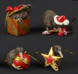 Christmas Decorations Kiwis - Set of 4