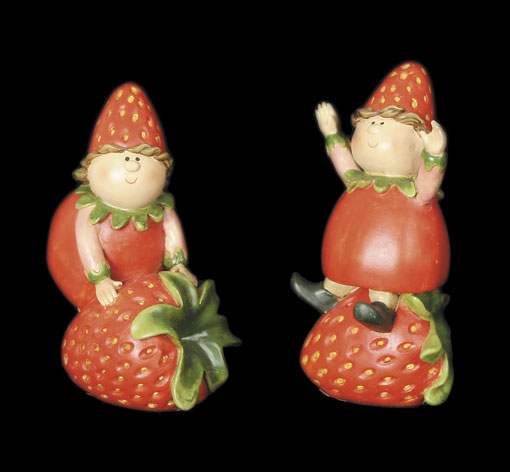 Strawberry Girls Sitting on Strawberries (Pair)