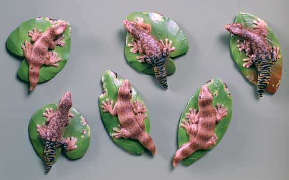 Geckos on Leaves - Magnets